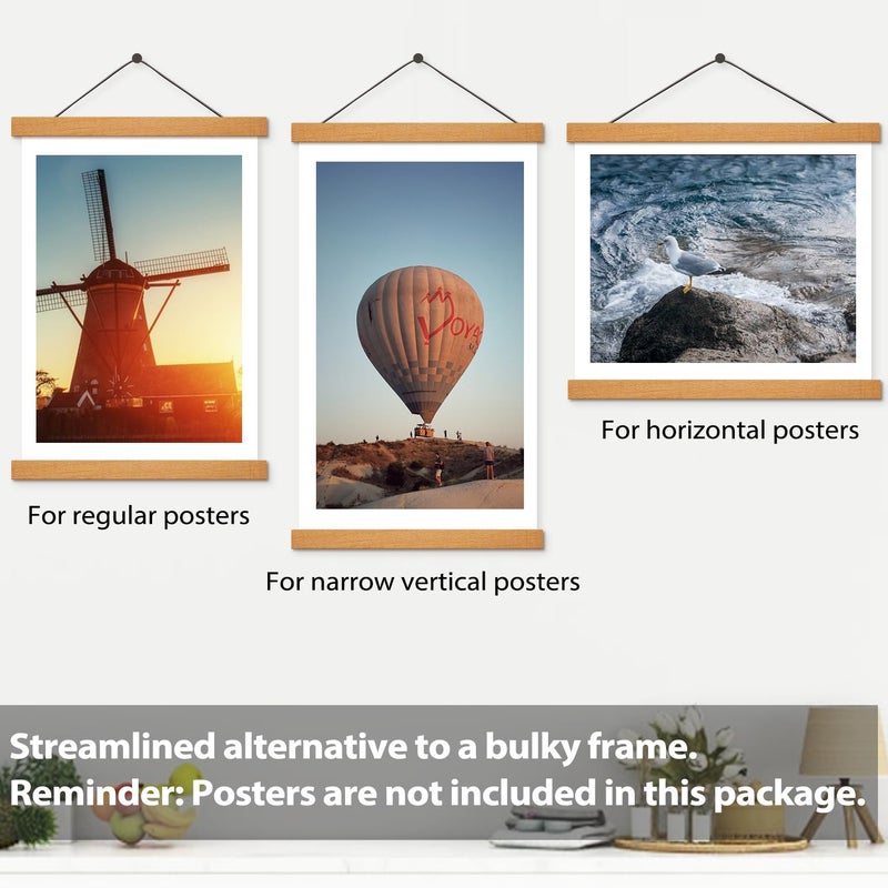 HONKKI Magnetic Poster Hanger Frame for 8x12 8x10 8x8 Movie Music Posters Wall Art, 2 Pack Wood Picture Frames for Large Canvas Diamond Map Decor, Living Room Calendar Banner Tapestry Photo Hanging Stand - Image 5